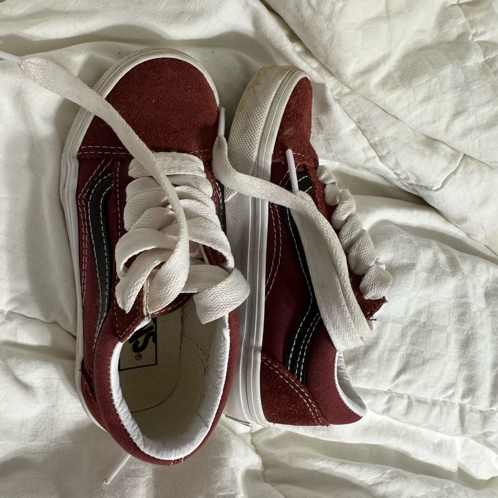 Vans Burgundy and Cream Sneakers